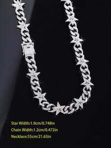 1pc European & American Fashion Hip-Hop Style Star Bracelet Necklace, Inlaid With Rhinestones, Street Accessory - A - View 11