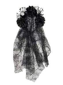 Halloween Skeleton Headband With Real Petal Silk Veil, Women's Headpiece For Halloween Party - Headpiece - View 9