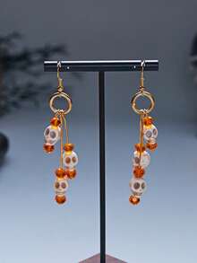 Halloween Funny Ear Pendants In A Retro Gothic Style With Skull-Shaped Tassels As Party Costume Accessories - Multicolor - View 3