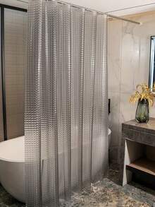 3D Crystal Transparent Plastic Shower Curtain 180*180cm Thin Lightweight Ice Cube Pattern Bathroom Shower Inner Liner With Plastic Grommet Holes - Grey - View 4