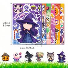 somoving Halloween Collage Cartoon Doodle Witch Pumpkin DIY Creative Funny Face Swap Stickers - Multicolor - View 6