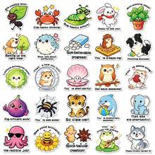 50pcs Cartoon Cute Encouragement Text For Children's Praise Stickers Cool Room DIY Waterproof Decoration Suitable For Mobile Phone Computer Wall Skateboard Water Cup Window,Teens Durable Small Gift - A-multicolor - View 5