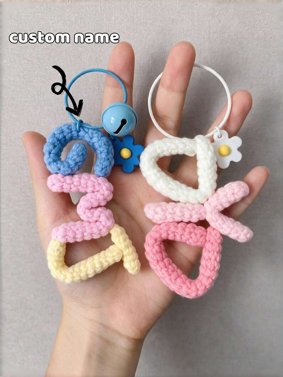 Customized Keychain, Name Tag, Crocheted Letter And Car Keychain - Personalized Gift, Suitable For Bag Charm, Birthday Or Halloween - Multicolor - View 1