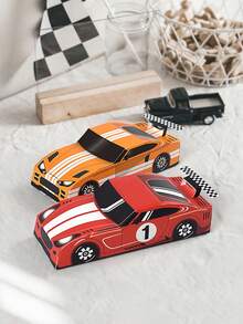 10/5/1pc Racing Car Shaped Paper Gift Box, Red & Orange Racing Car Print Gift Box, Black & White Checkered Flag Decoration Foldable Paper Box, Theme Party Gathering, Candy Small Gift Packaging Box, Racing Car Shaped Gift Box Suitable For Racing Theme Party, Birthday Party, Gift Box, Gift Box, Packaging Box, Party Supplies, Candy, Strawberry Cake, Halloween, Christmas, Room Decoration, Home Decor - Multicolor - View 6