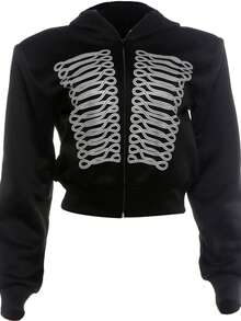 DOUCIU Women's Street Style Knit Short Jacket, Regular Length Medium Stretch Fashion Black Jacket - Black - View 8