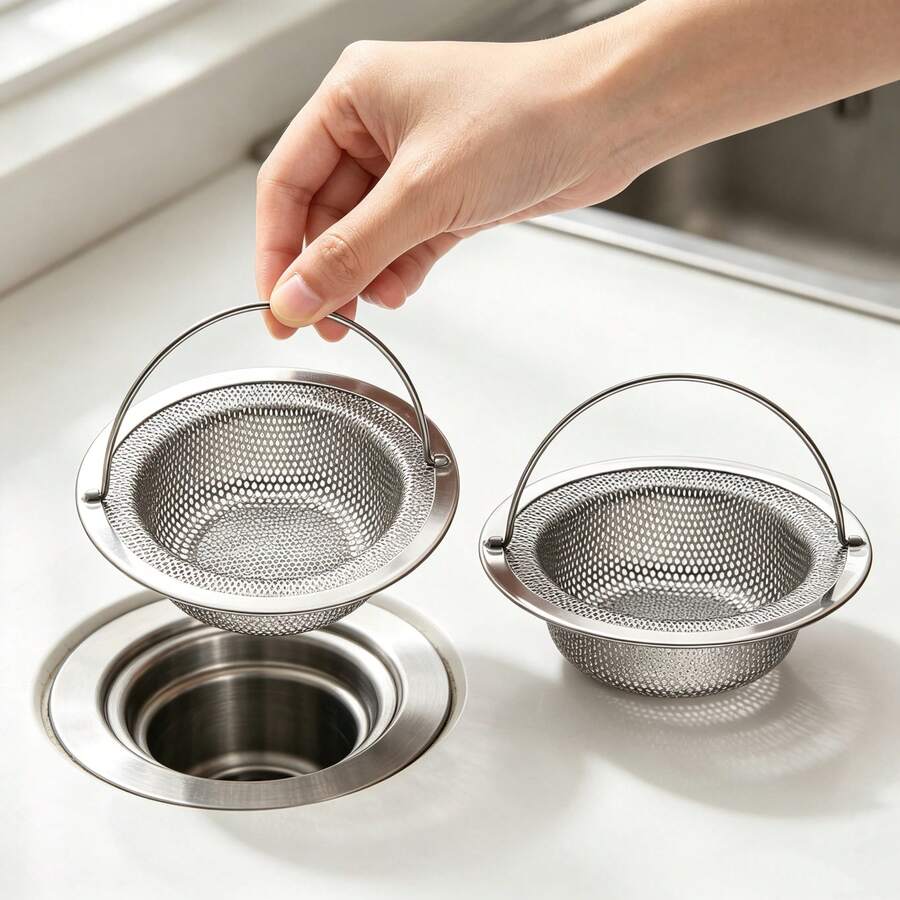 2-Pack Stainless Steel Sink Strainers With Handle, Anti-Clog Drain Filter For Kitchen, 11 X 7.5 X 2 Cm - 2pcs - View 1