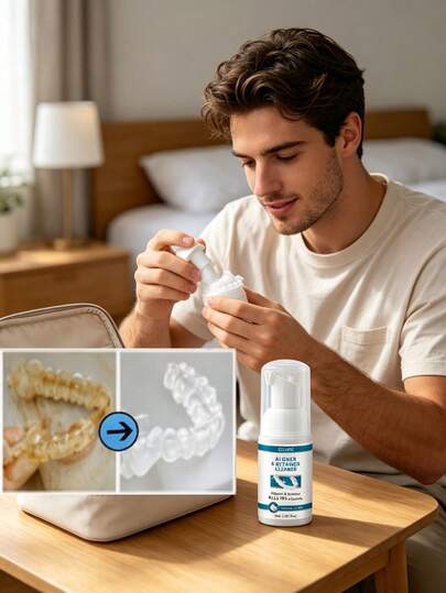 EELHOE 1pc/30ml/2pcs/60ml Denture Cleaning Foam, Denture Cleaning Foam, Removes Stains And Odors, Removes Odors, Mint Fresh, No Complex Brushing, Easy Operation, Can Be Used At Home And On The Go, Cleaning Saves Time And Effort, Perfect Gift For Friends And Family, Holidays, Valentine's Day, Halloween, Back To School, Christmas, Great Cleaning Product, Cleaning Tool