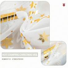 1 Panel Red Christmas Curtain, Christmas Tree & Snowflake Gold Foil Print Pattern Transparent Window Curtain, Light Filtering Window Decor, Suitable For Christmas Living Room, Bedroom, Door Curtain, Window Sheer - White - View 4