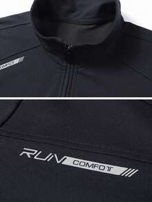 Men's Spring/Autumn Polo Shirt, Business Casual Fashion Gentleman Stand Collar Long Sleeve - Black - View 6