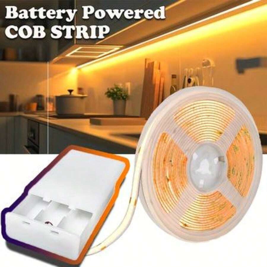 LED Under Cabinet Light Smart COB Light Strip - Self-Adhesive Cabinet Light, Battery Powered (Battery Not Included), Suitable For Office, Home, Kitchen, Stairs, Cabinets And Other Scenes, Halloween, Christmas And Other Holidays