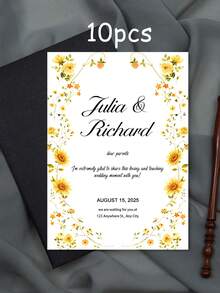 1/10/50pcs Customized Floral Wedding Invitations, Personalized Wedding Invitation Cards, White Envelope Packaging, Wedding Supplies - Multi-color-paper - View 19