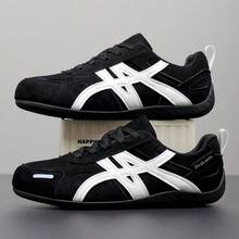 Men's Comfortable Durable Shock-Absorbing Front Lace-Up High-Top Athletic Shoes - Black and White - View 1