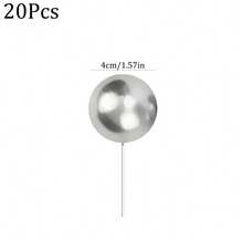 10pcs/20pcs 2cm/2.5cm/3cm/4cm Silver Spherical Cake Toppers, Multi-Size Pearl Balls, DIY Cake Decorations For Wedding, Birthday, Anniversary, Party - Silver - View 12
