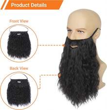 Long Curly Fake Wizard Beard Men Realistic Costume Beard For Party Halloween - ColorA - View 2