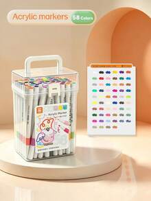 18pcs/36pcs/48pcs/58pcs/80pcs/100pcs/120pcs Colorful Acrylic Markers, Suitable For Stone Painting, Ceramics, Wood, Plastic, Calligraphy, Scrapbooking, Brush Lettering, Greeting Card Making, DIY Crafts - Multicolor - View 16