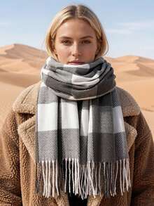 1pc All-Season Printed Scarf New Plaid Headscarf Fashion Beach Towel Women's Air Conditioning Shawl Outdoor Travel Scarf Luxury & Daily Use Headwrap Classic Striped Warm Shawl Casual Polyester - Multicolor - View 12