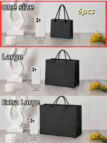 12/6/1pc Black Gift Bags, Holiday Shopping Bags, Wedding, Small Gift Bags, Suitable For Birthday, Graduation, Wedding And Holiday Parties, Paper Gift Bags, Available In Large, Medium And Small Sizes - Multicolor - View 13