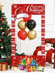 1 buah Bingkai Foto Liburan Natal, Topi Santa, Latar Belakang Cetak Hadiah Warna-warni, 60x120cm, Latar Belakang Stan Foto Poliester, Perlengkapan Pesta Natal, Dekorasi Tahun Baru - MultiWarna - View 11