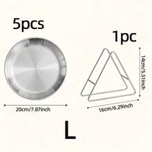 1/5pcs Silver Stainless Steel BBQ Plate, Pizza Tray, Western Style Dinner Plate, Dessert Coffee Tray, Fruit Serving Platter, Perfect For Camping, Patio, BBQ Buffet And Outdoor Dining, Essential Kitchen Utensils For Home. BBQ Accessories, Kitchen Accessories, Dessert Tray, Pizza Tray, Steak, BBQ Skewer Serving Platter, Bone Plate. - A - View 14