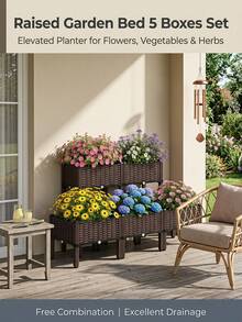 Outdoor Storage Box, Cabinet, And Shelf - 2 Pcs Square Raised Planter Box - View 8