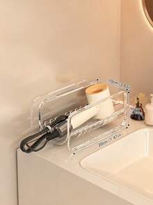Hair Curling Iron Storage Rack, Hair Dryer Storage Box, Egg Roll Hairbrush Organizer, Item Storage Rack, Straight Hair Comb Organizer, Straight Hair Clip Storage, Stand, Stackable Design, Tabletop Style, Transparent Acrylic, Standing Shelf - Multicolor - View 7