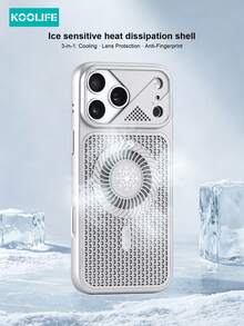 KOOLIFE 1pc Mixed Hard PC Back Shell Soft TPU Shock-Absorbing Phone Case, Skin-Friendly Touch Coating, Unique Large Lens Viewfinder Window, Snowflake Vortex Hollow Heat Dissipation, Supports Magnetic Wireless Charging, Full Coverage Shockproof Protective Case, Compatible With Iphone 18 Pro Max, 17, 17 Pro Max, 16 Pro, 15 Pro Max, 13 Pro, 15, 14, 14 Pro, 13 - Silver - View 5