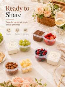 Reusable Mini Sauce Cups With Lids, 2-Compartment Bento Snack Storage Box, Portable Condiment Container, Suitable For Lunch Box, Salad Dressing, Dipping Sauce, Snacks And Food Storage, Leak-Proof Travel Kitchen Accessory, School And Office Meal Prep Storage Box - Multicolor - View 10
