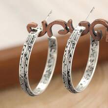 Vintage Copper Ring Earrings, Faith Jewelry Handmade Earrings - Silver - View 6