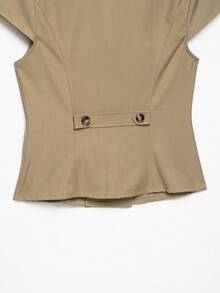DEEKA Autumn New Women's European And American Style Fashion Minimalist Versatile Solid Color Lapel Double-Breasted Waist-Cinching Shirt - Khaki - View 11