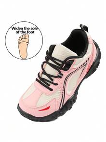 Women's Retro Thick Sole Mesh Patchwork Arch Support Casual Sports Shoes, Comfortable Commuting Lightweight Everyday Versatile Sneakers - Pink - View 3