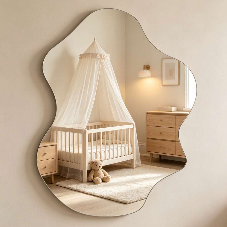 1pc Asymmetrical Black Wall Mirror - Asymmetrical Modern Vanity Mirror, Suitable For Bedroom, Entryway Or Living Room - Wall Decor - Multicolor - View 1