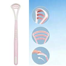 Portable Tongue Cleaner Set, Hollow Silicone Tongue Scraper Brush + Stainless Steel U-Shaped Tongue Scraper, Washable, Reusable, Home Oral Care Cleaning Tool - Multicolor - View 3