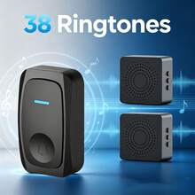 Chuông cửa thông minh 1V2, chuông cửa không dây cầm tay DingDong với 3 mức âm lượng điều chỉnh và 38 giai điệu tùy chọn, phù hợp sử dụng cho nhà ở, nhà khách và khách sạn - Xem 3