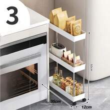 Multifunctional White Sliding Storage Cart, Hollow Drainage Multi-Layer Ultra-Thin Storage Trolley, Narrow Rolling Mobile Storage Rack, Space-Saving Organizer For Kitchen, Bathroom, Laundry Room - Multicolor - View 17