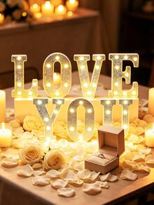 21cm/8.27in Silver Letter Light Home Decor, Wedding Birthday Party Proposal Decoration Letter & Number Light, Girls Dorm Room Decoration Light, Letter Light Sign - Warm white light - View 5