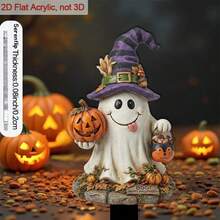 1pc 2D Flat Acrylic Garden Stake With Pointed Tip, 9.06 Inches, Holding "BOO" Sign With Pumpkin Pattern, Halloween Decoration For Flower Bed And Planter, Perfect Outdoor Yard Gift - Ghost - View 9