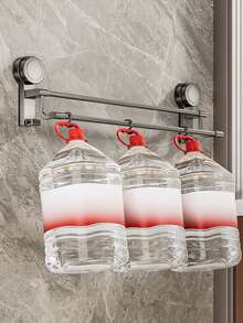Bathroom Suction Cup Towel Rack, No-Drill Adhesive Installation, Double Bar Towel Rack, No-Drill Wall-Mounted Bathroom Towel Rack, No-Drill Wall-Mounted Towel Hooks, Suitable For Bathroom And Kitchen, Double Bar Towel Rack With Hooks, Modern Design Style - Multicolor - View 12