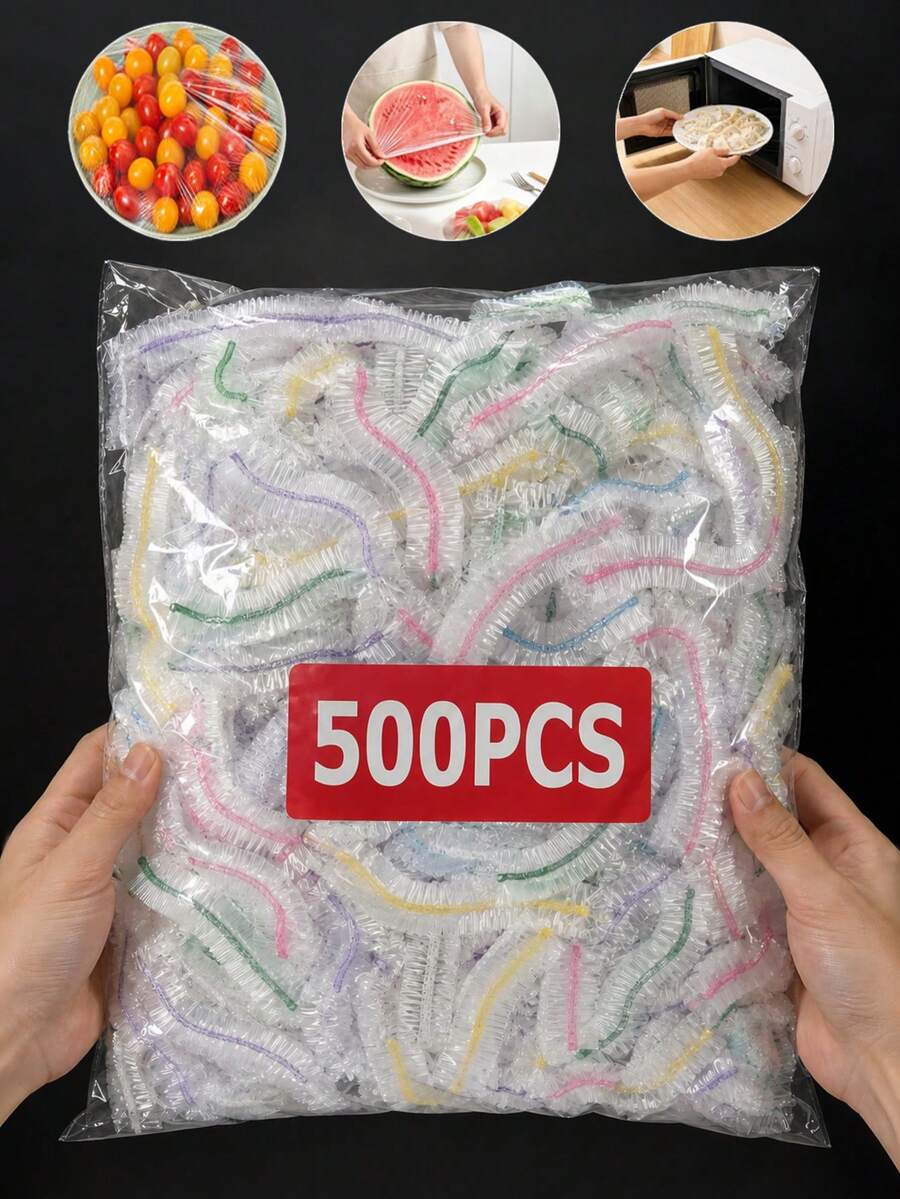 100入拋棄式食品保鮮膜蓋、浴帽、多用途拋棄式收縮袋、拋棄式鞋套、加厚廚房保鮮膜、家用冰箱食物保鮮蓋、彈性伸縮蓋