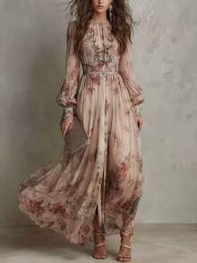 Women Long Dresses - Dusty Pink - View 3