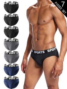 7pcs Men's Boxer Briefs, Made Of Polyester Fabric, With A Letter Belt, Soft And Comfortable, Suitable For Casual Home Wear, Men's Shorts, Gift For Men - Multicolor - View 2