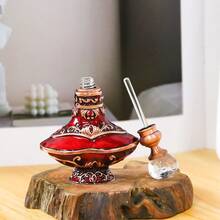 1pc 4ml Middle Eastern Style Enamel Craft Vintage Line Pattern Fragrance Essential Oil Refillable Bottle, Reusable Portable Cosmetic Container, Elegant Fragrance Storage Bottle, Exquisite Decoration, High-End Texture, Glass And Metal Material, Durable And Wear-Resistant, Easy To Carry, Good Sealing Performance, No Leakage Even When Upside Down (Empty Bottle Only) - View 4