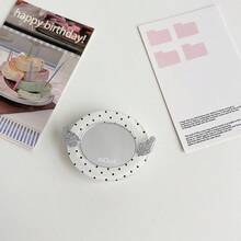 Exquisite Speckled Mirror Shaped Personalized Fashionable Phone Holder, Suitable For All Phones, Cute Desktop Storage Rack - White - View 3