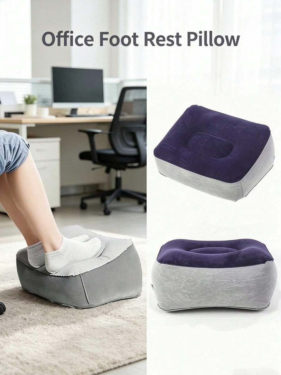 Inflatable Foot Rest Pillow, Office Foot Cushion, Portable Leg Support Pillow For Desk Travel,Portable Inflatable Foot Rest Cushion, Soft Leg Elevation Pillow, Foldable Foot Support For Office Desk Airplane Travel Home Use