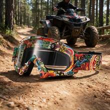 Kacamata Motocross Graffiti – Anti-Kabut dan Perlindungan UV untuk Sepeda Motor Off-Road, Cocok untuk Sepeda Motor Trail & ATV, Perlengkapan Olahraga Luar Ruangan Unisex - A - View 8