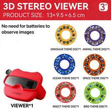 兒童3D觀看器 新款3D立體觀看眼鏡 / 3D觀看探索觀看機 3D影像機 兒童百科 / 百科玩具圖案幻燈片相機圖片觀看機 教育早期兒童探索相機 指尖探索 親子科學教育玩具 男孩女孩觀看機 嬰兒動物立體全景觀看器 教育玩具 生日禮物，適合3歲及以上兒童 節日禮物，無需電池 - 彩色 - 查看 16