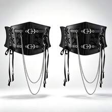 1pc Women's Renaissance Accessory Dark Gothic Style Fashion PVC Leather Harness, Suitable For Halloween Carnival Party Or Daily Wear - Black - View 11