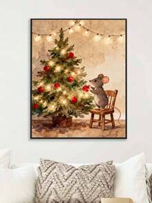 DIY Cute Little Mouse Decorating Christmas Tree (Frameless 8x12 / 16x20 Inches) Paint By Numbers Kit (Acrylic) Arts & Crafts For Adult Beginners, Festive Home Wall Decor, And Holiday Season Gifts - Sets - View 5