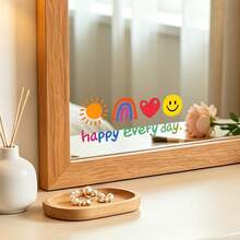 1/3件組 Happy Every Day 彩色鏡面貼紙，鮮豔太陽、彩虹、愛心與笑臉貼紙，適用浴室鏡子、臥室梳妝鏡裝飾，勵志自我愛語錄貼紙 - 鏡子貼 - 查看 1