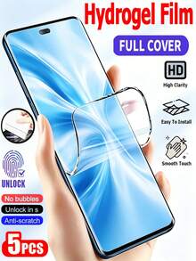 5 Peças Película de Hidrogel HD Protetor de Tela de Celular Compatível com Reno 10 11 12 13 14 15 16 Pro/Compatível com Realme 11 12 13 14 15 Pro+/ Cobertura Total à Prova de Explosão Resistente a Arranhões Película Protetora Flexível Película Macia Sem Vidro - Transparente - Visão 83