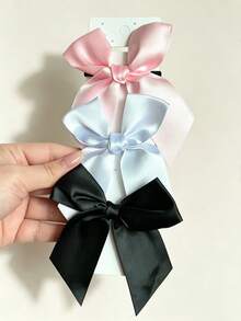 6pcs Girls Fashion Bow Ribbon Hair Ties Hair Ropes Vintage Elegant Style Hair Bands Suitable For Daily Wear, Outings, Travel, High Ponytail, Autumn Outfit, Hair Accessories, Women Hair Ornaments - Black, White, Pink - View 5